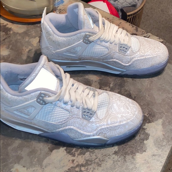 Nike Jordan retro 4 white with henna print - Picture 3 of 8